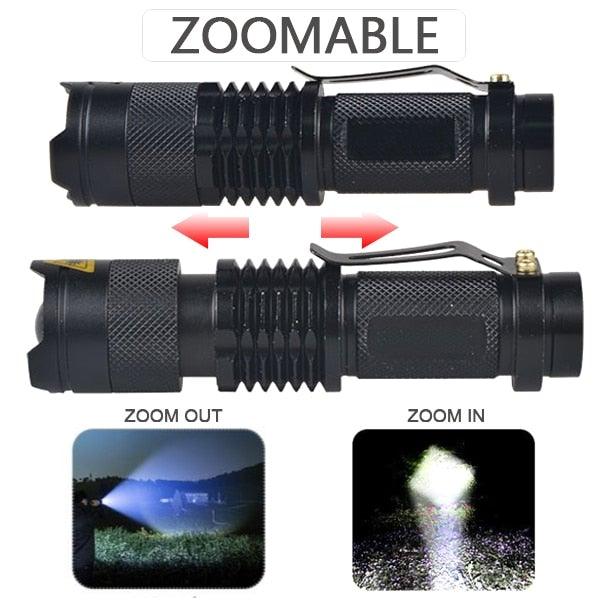 Adjustable Rechargeable Water Resistant Super Bright Mini Handheld Flashlights LED Zoomable Flashlight For Camping Fishing  Bicycle Light Kids Indoor Outdoor Hiking