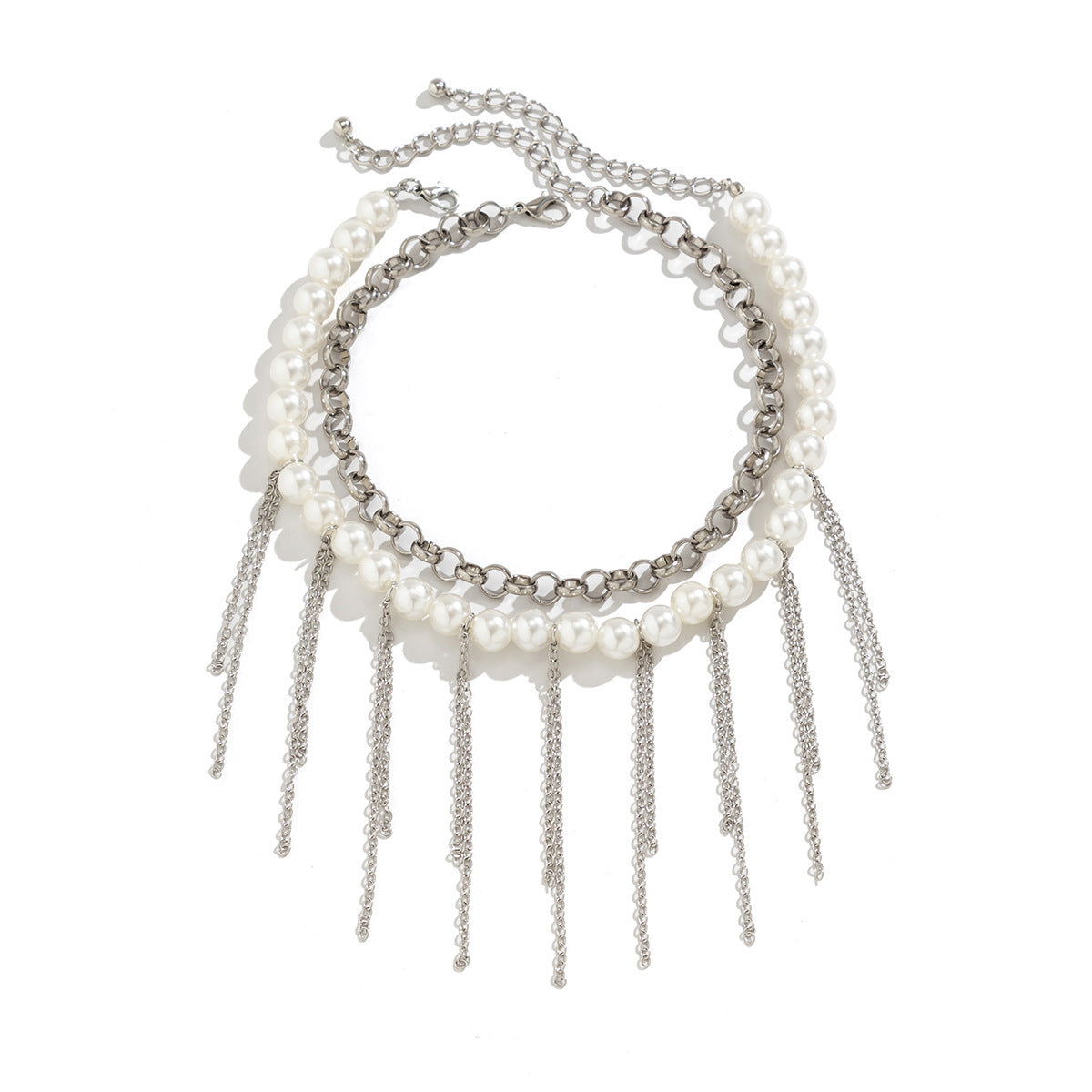 Pearl Tassel Fun Design Double-layer Retro Necklace Women's Accessories