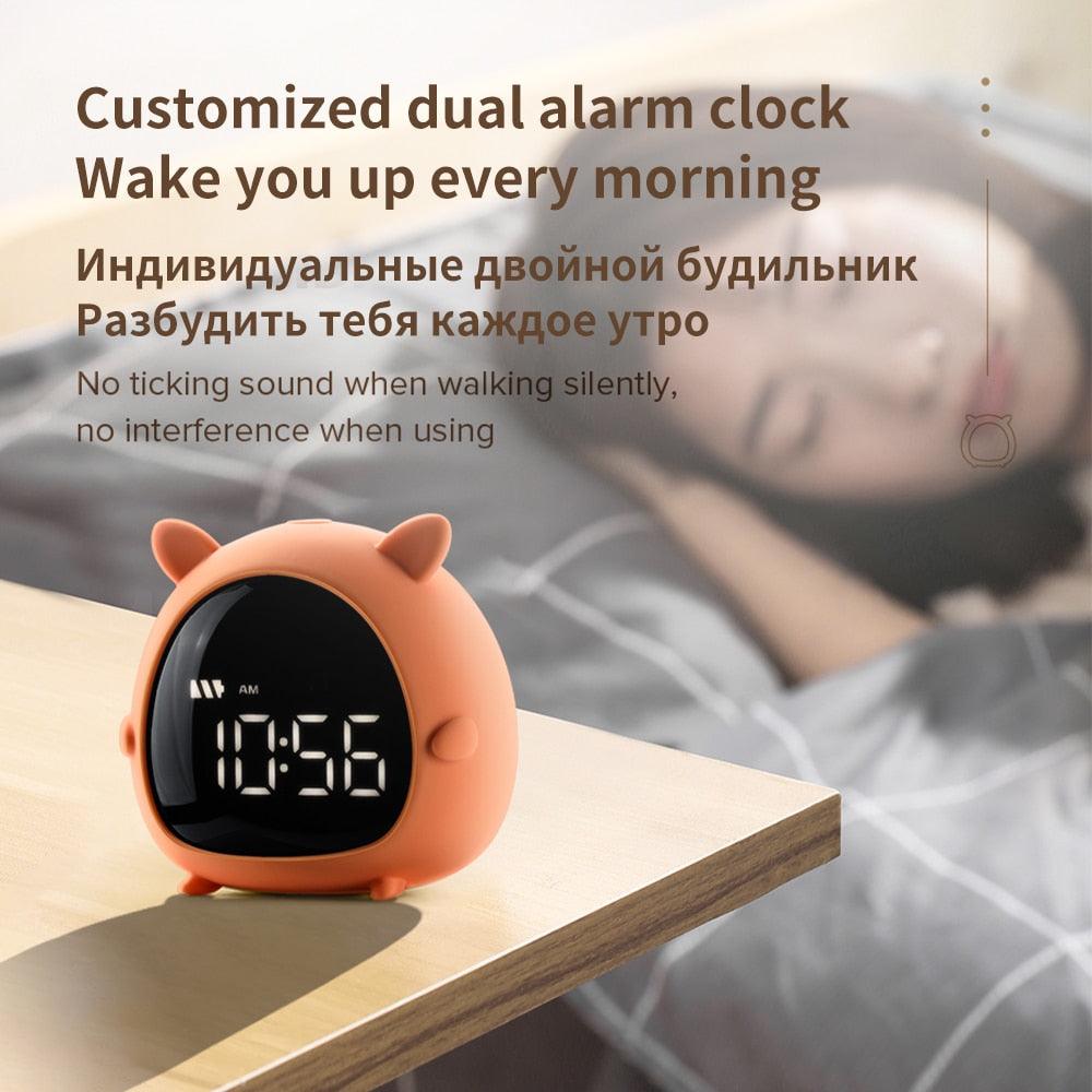 Alarm Clock Kids Child Children Sleep Bedside Alarm Clock Digital Wake Up Children's Alarm Clocks for Girls Boys Bedroom Temperature Snooze Timer Clock for Bedroom/Table/Desk