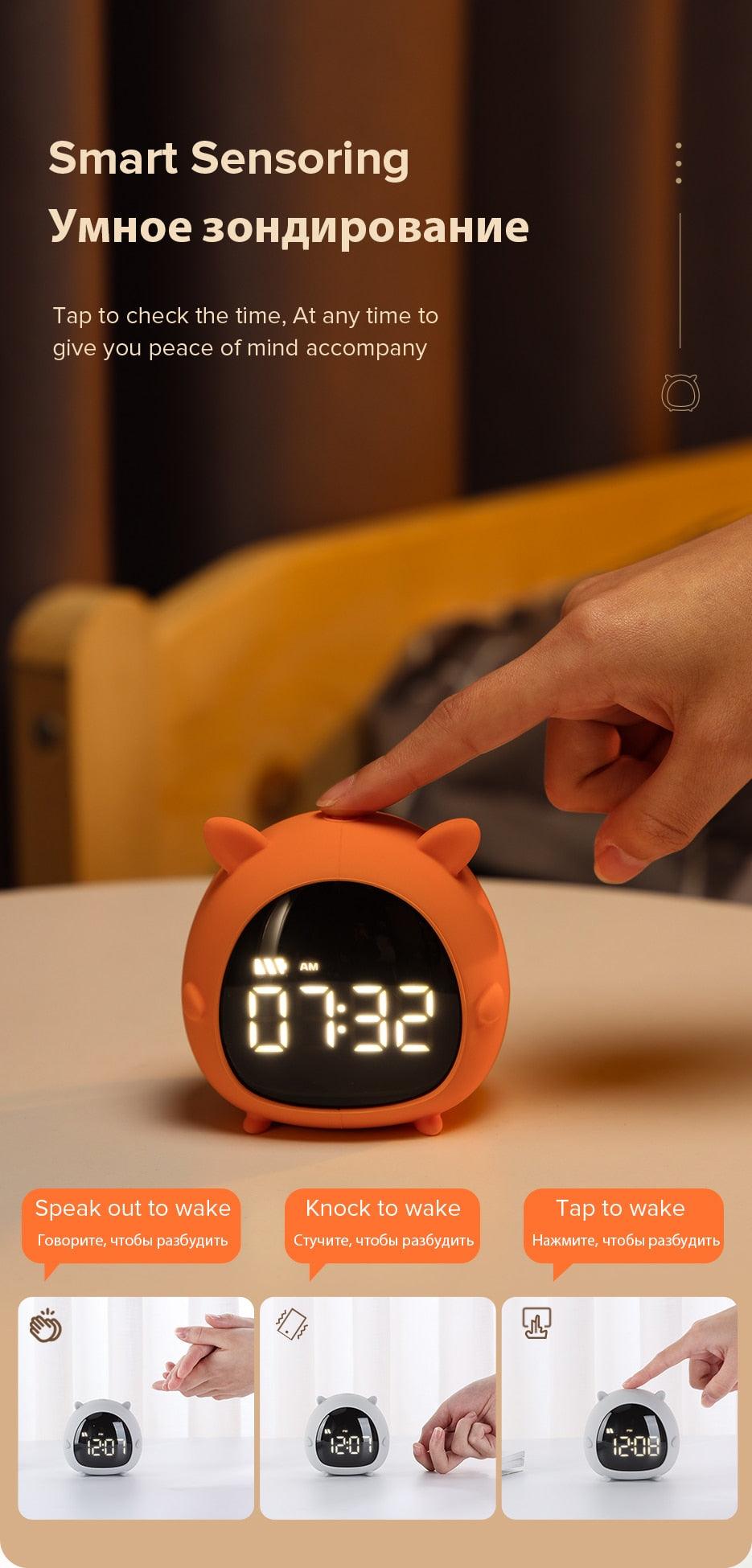 Alarm Clock Kids Child Children Sleep Bedside Alarm Clock Digital Wake Up Children's Alarm Clocks for Girls Boys Bedroom Temperature Snooze Timer Clock for Bedroom/Table/Desk