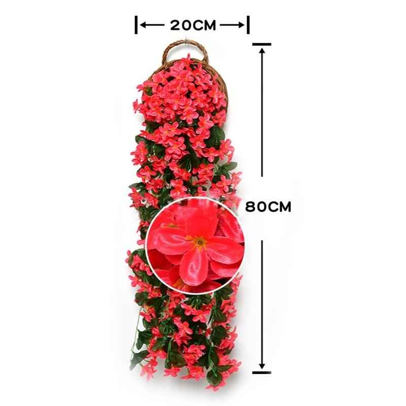 Artificial Flower Wisteria Basket Wall Hanging Flower Party Decoration Simulation For Valentine's Day Wedding Birthdays Hanging Basket Lifelike Garland for Home Wedding Garden/Yard String Floral Decoration