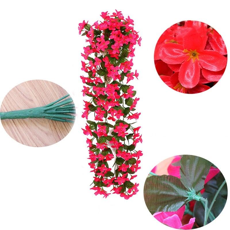 Artificial Flower Wisteria Basket Wall Hanging Flower Party Decoration Simulation For Valentine's Day Wedding Birthdays Hanging Basket Lifelike Garland for Home Wedding Garden/Yard String Floral Decoration