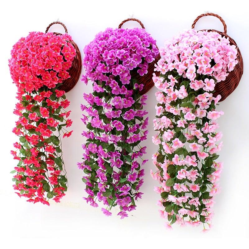 Artificial Flower Wisteria Basket Wall Hanging Flower Party Decoration Simulation For Valentine's Day Wedding Birthdays Hanging Basket Lifelike Garland for Home Wedding Garden/Yard String Floral Decoration