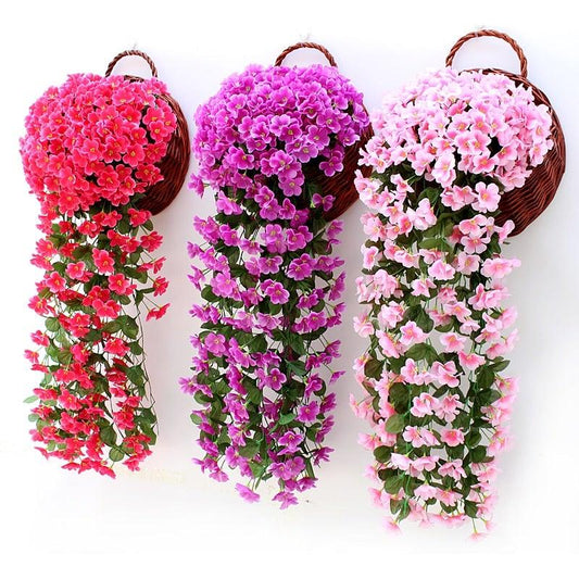 Artificial Flower Wisteria Basket Wall Hanging Flower Party Decoration Simulation For Valentine's Day Wedding Birthdays Hanging Basket Lifelike Garland for Home Wedding Garden/Yard String Floral Decoration