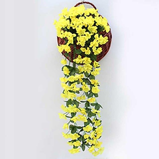 Artificial Flower Wisteria Basket Wall Hanging Flower Party Decoration Simulation For Valentine's Day Wedding Birthdays Hanging Basket Lifelike Garland for Home Wedding Garden/Yard String Floral Decoration