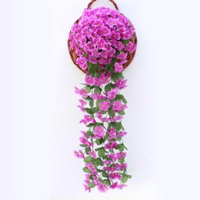 Artificial Flower Wisteria Basket Wall Hanging Flower Party Decoration Simulation For Valentine's Day Wedding Birthdays Hanging Basket Lifelike Garland for Home Wedding Garden/Yard String Floral Decoration