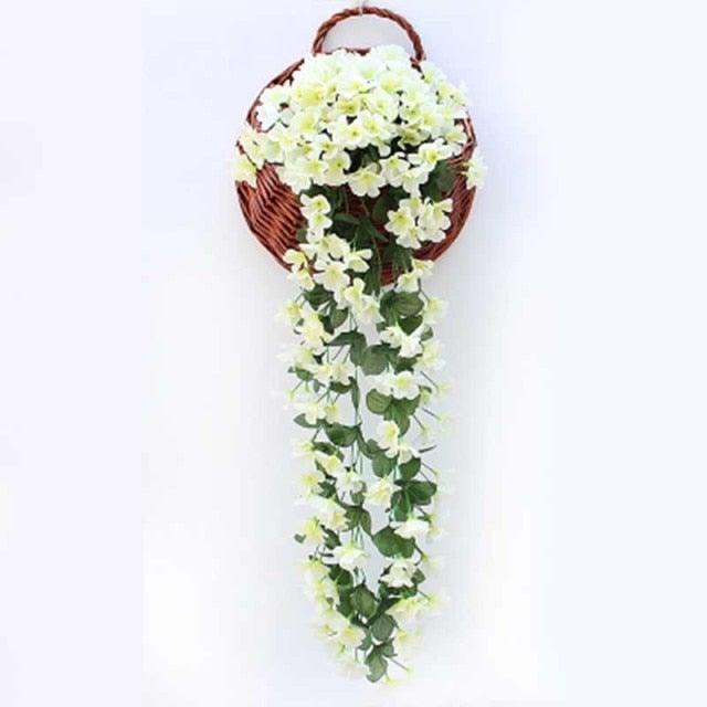 Artificial Flower Wisteria Basket Wall Hanging Flower Party Decoration Simulation For Valentine's Day Wedding Birthdays Hanging Basket Lifelike Garland for Home Wedding Garden/Yard String Floral Decoration