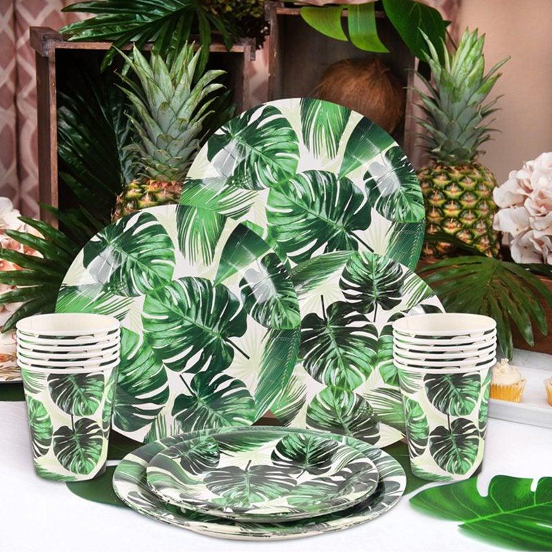 Artificial Tropical Palm Leaves For Hawaiian Luau Beach Birthday Jungle Party Wedding Home Table Decoration Accessories  Tropical Leaves with Stems Jungle Leaves Decorations for Hawaiian Luau Party Beach Baby Shower Wedding Birthday Decorations