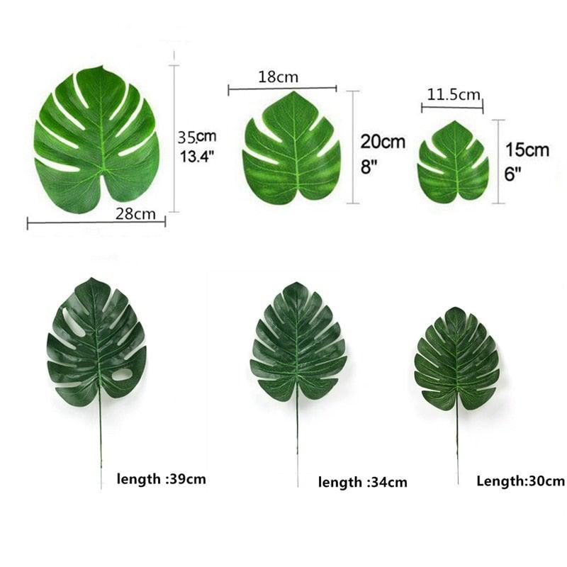 Artificial Tropical Palm Leaves For Hawaiian Luau Beach Birthday Jungle Party Wedding Home Table Decoration Accessories  Tropical Leaves with Stems Jungle Leaves Decorations for Hawaiian Luau Party Beach Baby Shower Wedding Birthday Decorations