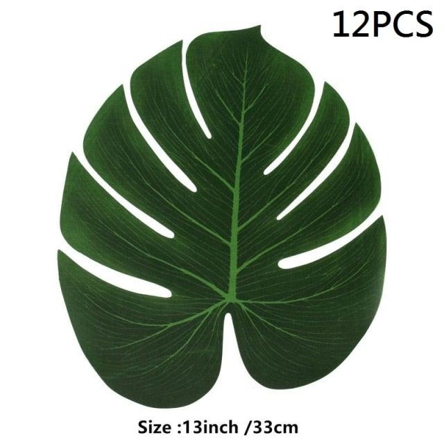Artificial Tropical Palm Leaves For Hawaiian Luau Beach Birthday Jungle Party Wedding Home Table Decoration Accessories  Tropical Leaves with Stems Jungle Leaves Decorations for Hawaiian Luau Party Beach Baby Shower Wedding Birthday Decorations