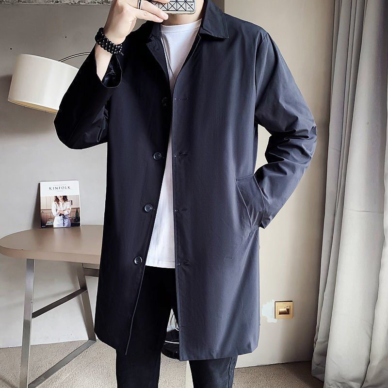 Men's Mid-length Loose Skin Trench Casual Thin Coat