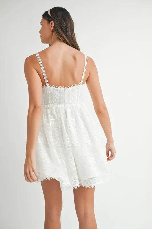 MABLE Eyelet Lace Babydoll Mini Cami Dress