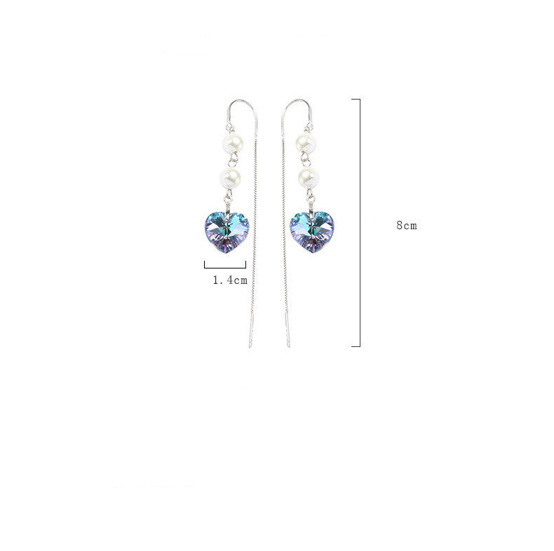 Creative Women's Fashion Earrings With Crystal Heart-shaped Pearls