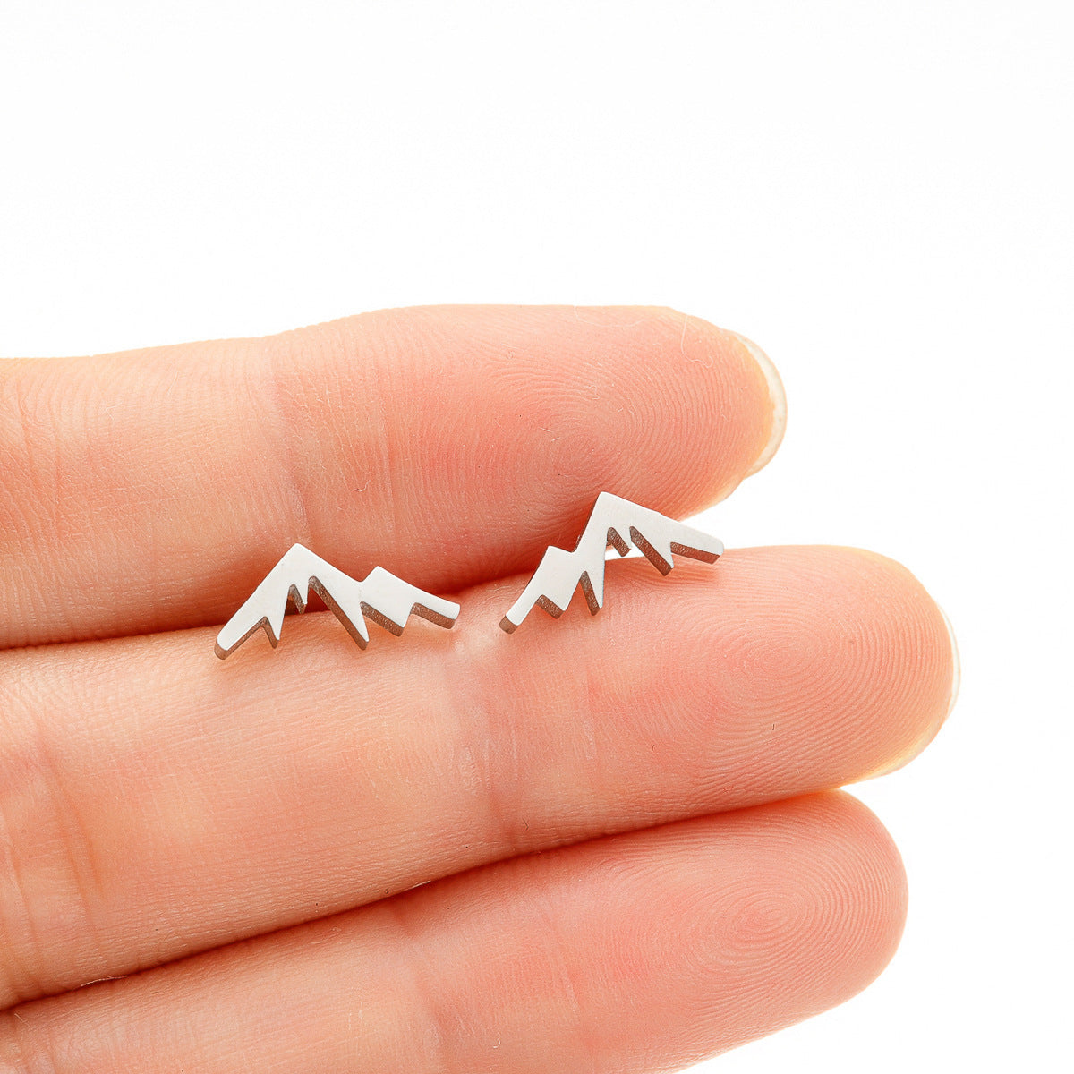 Stainless Steel Snow Mountain Mountain Stud Earrings Personality