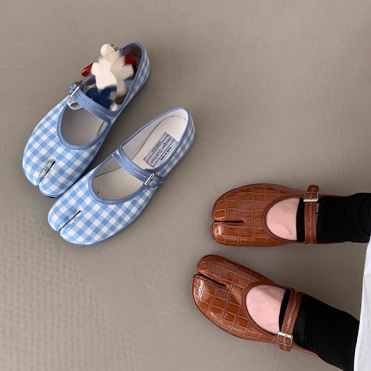 Sheepskin Version Niche Split-toe Shoes Women's Flat Pumps