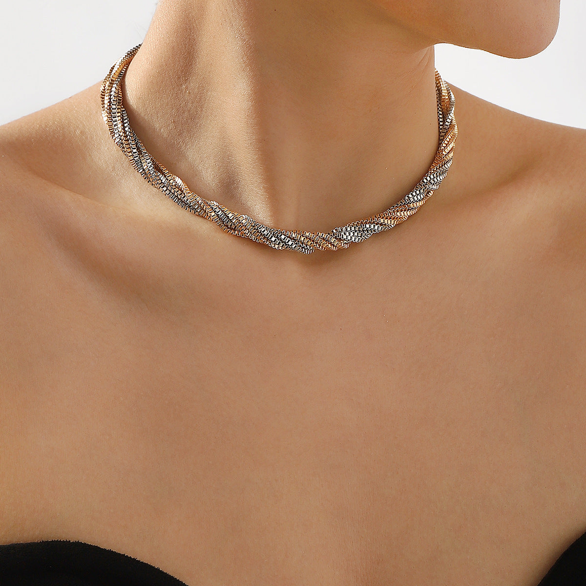 Three-color Twist Necklace Simple Niche Multi-layer