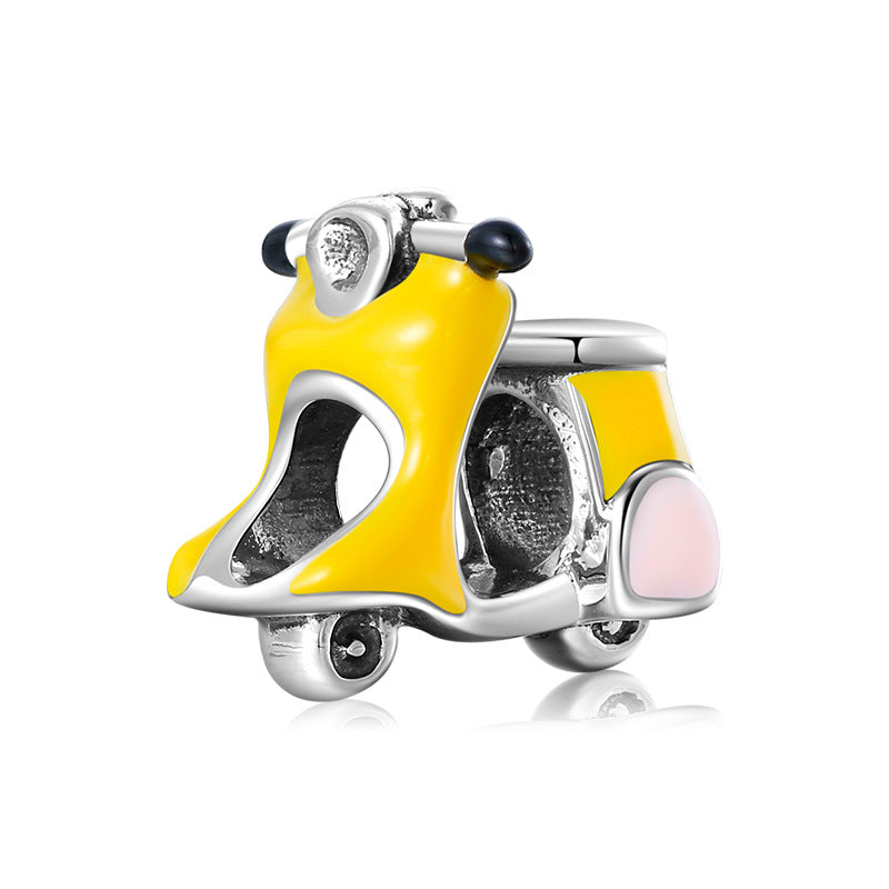 S925 Sterling Silver Beads Creative Bike Small Electric Donkey Series Beaded Pendant DIY Bracelet Accessories Silver Jewelry Beads