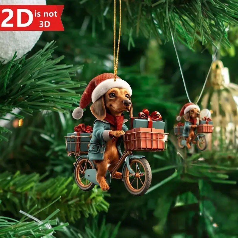 Acrylic Flat Christmas Gift Bike Dog Automobile Hanging Ornament