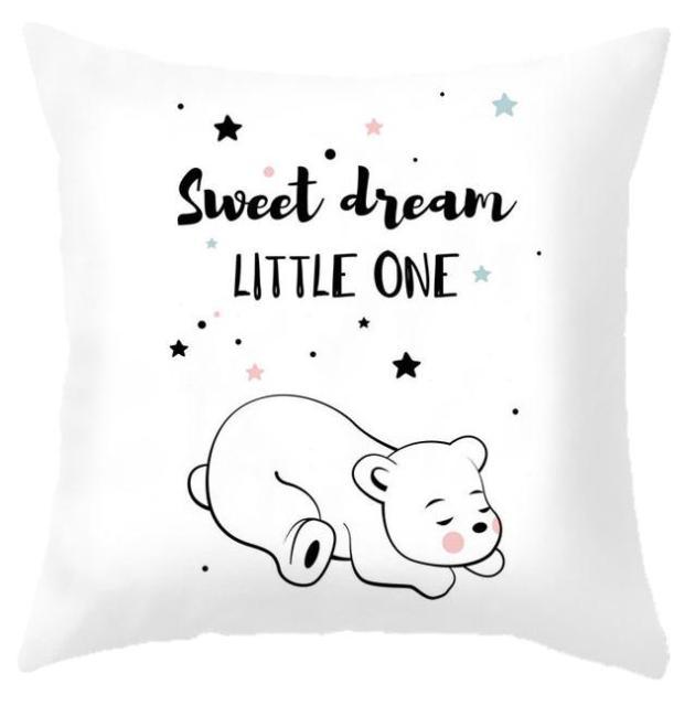 Baby Cushion Whale Print Kids Decoration Cute Rabbit Bear Eyelashes Love Decorative Bunny Pillow Case Cute Animal Little White Rabbits Pillows For Home  45x45CM