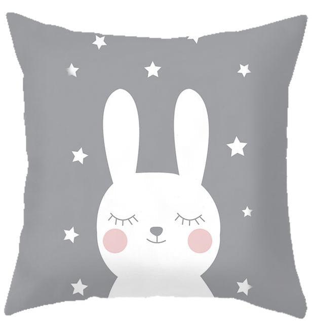 Baby Cushion Whale Print Kids Decoration Cute Rabbit Bear Eyelashes Love Decorative Bunny Pillow Case Cute Animal Little White Rabbits Pillows For Home  45x45CM