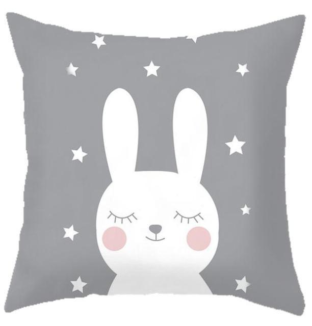 Baby Cushion Whale Print Kids Decoration Cute Rabbit Bear Eyelashes Love Decorative Bunny Pillow Case Cute Animal Little White Rabbits Pillows For Home  45x45CM