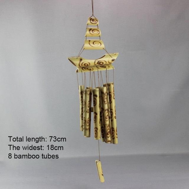 Bamboo Wind Chimes Pendant Balcony Outdoor Yard Garden Home Handmade Craft Wind Chimes With Rotating Hook Outdoor Decor Wind Chimes for Garden Patio Yard Home Antique Tubes Bell Handmade Wind Chime Wall Hanging Crafts Gift