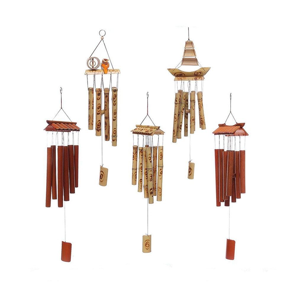 Bamboo Wind Chimes Pendant Balcony Outdoor Yard Garden Home Handmade Craft Wind Chimes With Rotating Hook Outdoor Decor Wind Chimes for Garden Patio Yard Home Antique Tubes Bell Handmade Wind Chime Wall Hanging Crafts Gift