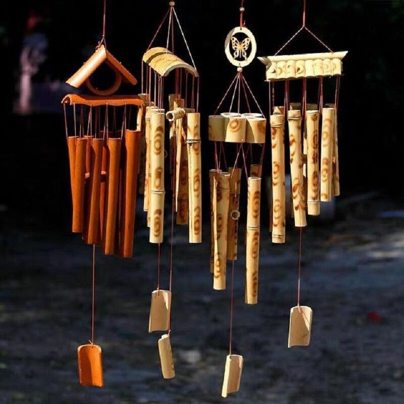 Bamboo Wind Chimes Pendant Balcony Outdoor Yard Garden Home Handmade Craft Wind Chimes With Rotating Hook Outdoor Decor Wind Chimes for Garden Patio Yard Home Antique Tubes Bell Handmade Wind Chime Wall Hanging Crafts Gift