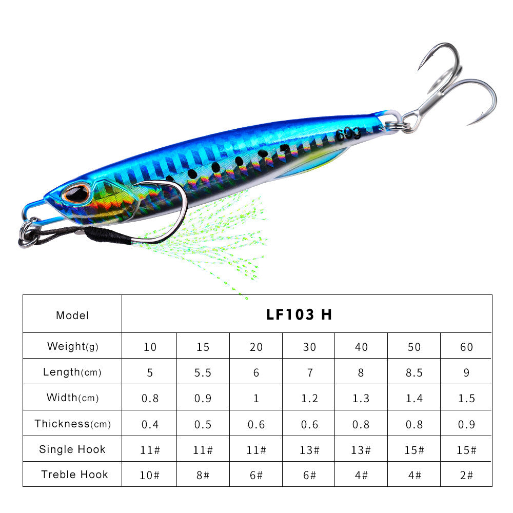 Luya Bait Submerged Tossing Lure Iron Plate Luminous Fish Lead With Treble Hook