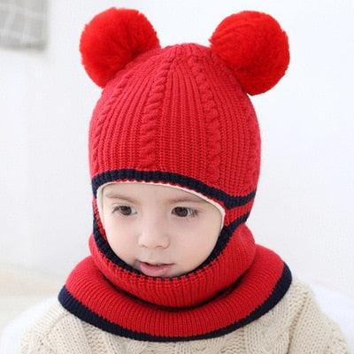 Beanies Baby Hat Pompon Winter Hat For Children Kids Balaclava Cap Knitted For Boys Girls Solid Color Warmer Beanie Caps Kids Winter Pompom Hat Knitted Ski Beanie Hat Double Pompom Beanie Cap for Girls Boys Kids Beanie Winter Hat Baby Kids Infant Toddler