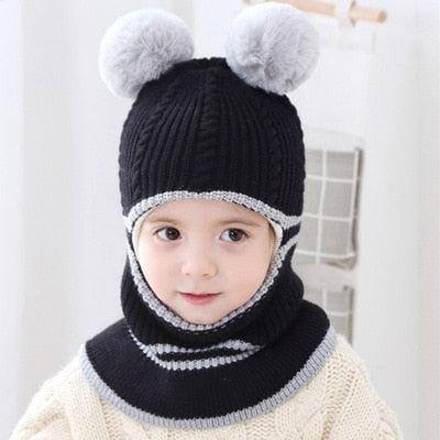 Beanies Baby Hat Pompon Winter Hat For Children Kids Balaclava Cap Knitted For Boys Girls Solid Color Warmer Beanie Caps Kids Winter Pompom Hat Knitted Ski Beanie Hat Double Pompom Beanie Cap for Girls Boys Kids Beanie Winter Hat Baby Kids Infant Toddler