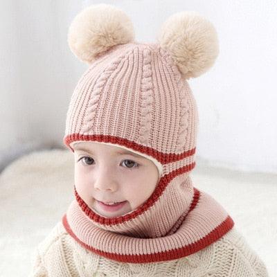Beanies Baby Hat Pompon Winter Hat For Children Kids Balaclava Cap Knitted For Boys Girls Solid Color Warmer Beanie Caps Kids Winter Pompom Hat Knitted Ski Beanie Hat Double Pompom Beanie Cap for Girls Boys Kids Beanie Winter Hat Baby Kids Infant Toddler