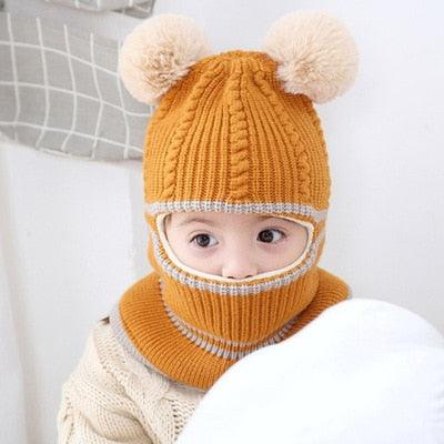 Beanies Baby Hat Pompon Winter Hat For Children Kids Balaclava Cap Knitted For Boys Girls Solid Color Warmer Beanie Caps Kids Winter Pompom Hat Knitted Ski Beanie Hat Double Pompom Beanie Cap for Girls Boys Kids Beanie Winter Hat Baby Kids Infant Toddler