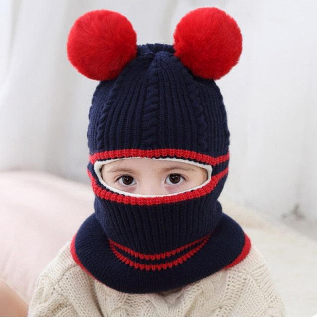 Beanies Baby Hat Pompon Winter Hat For Children Kids Balaclava Cap Knitted For Boys Girls Solid Color Warmer Beanie Caps Kids Winter Pompom Hat Knitted Ski Beanie Hat Double Pompom Beanie Cap for Girls Boys Kids Beanie Winter Hat Baby Kids Infant Toddler