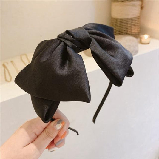 Beautiful Black New Big Bow Bezel Headwear Women Headband Girls Vintage Bow Hair Bands Wide Hairband Hoop Gorgeous Hair Accessories For Women