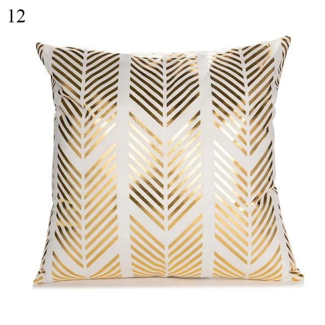 Beautiful Gold Print Pillow Cover Home Cotton Modern Decorative Pillowcase Gold Cushion Cases Decorative Cushions For Sofa Seat Covers Pillow Case