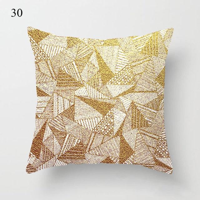 Beautiful Gold Print Pillow Cover Home Cotton Modern Decorative Pillowcase Gold Cushion Cases Decorative Cushions For Sofa Seat Covers Pillow Case