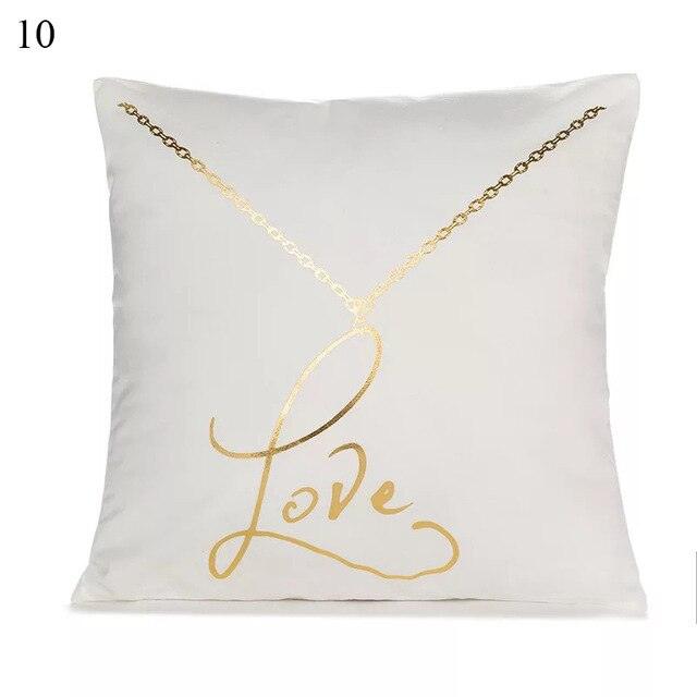 Beautiful Gold Print Pillow Cover Home Cotton Modern Decorative Pillowcase Gold Cushion Cases Decorative Cushions For Sofa Seat Covers Pillow Case