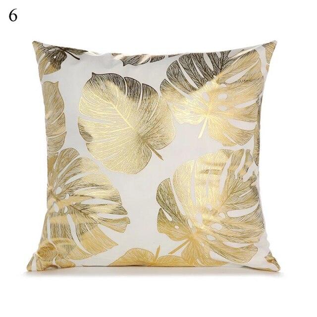 Beautiful Gold Print Pillow Cover Home Cotton Modern Decorative Pillowcase Gold Cushion Cases Decorative Cushions For Sofa Seat Covers Pillow Case