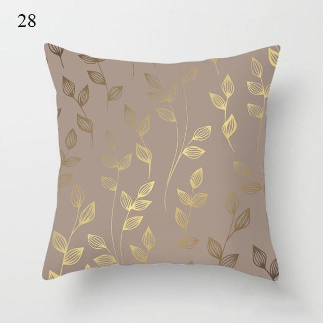 Beautiful Gold Print Pillow Cover Home Cotton Modern Decorative Pillowcase Gold Cushion Cases Decorative Cushions For Sofa Seat Covers Pillow Case