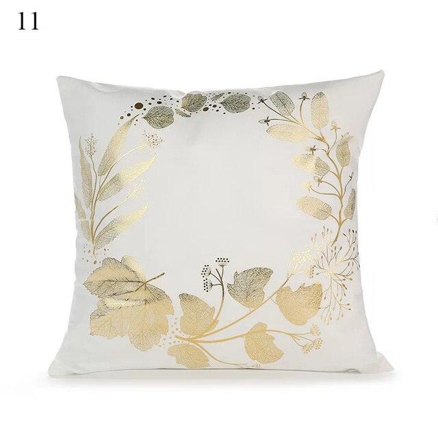 Beautiful Gold Print Pillow Cover Home Cotton Modern Decorative Pillowcase Gold Cushion Cases Decorative Cushions For Sofa Seat Covers Pillow Case