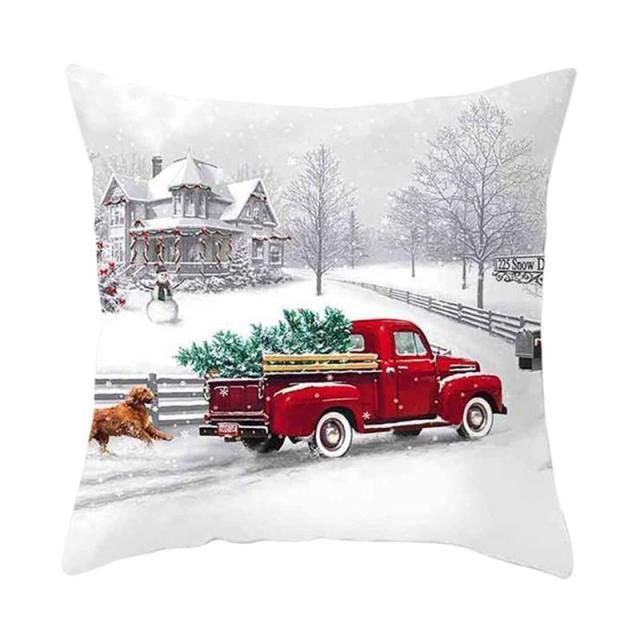 Beautiful Snowflake In Red Merry Christmas Gifts Xmas Cushion Cover Case Decorations Winter Holiday Party Pillow Zipper Pillowcase For Sofa Home Office Living Room Car
