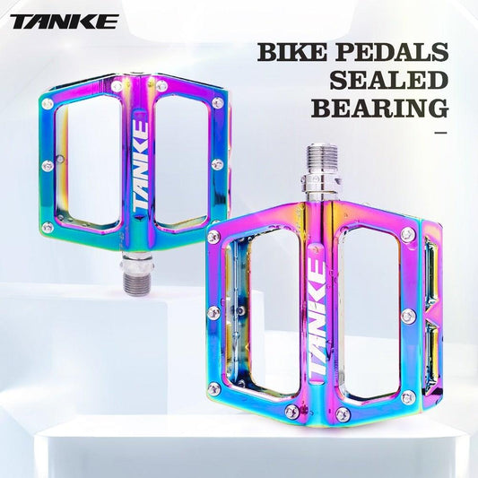 Bicycle pedals Ultralight Aluminum Alloy Colorful Hollow Anti-Skid Bearing Mountain Bike Foot pedal Pedals Aluminum Road Bike Pedals Sealed Bearing Bicycle Lightweight Platform Flat Pedals For Road Bikes