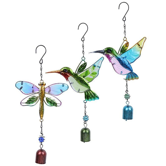 Bird Wind Chime For Wall Window Door Wind Bell Hanging Ornaments Indoor/Outdoor Metal Portable Wind Chimes Glass Pendant Tassels For Home Wall Party Festival Decor Garden Decoration Ornament Craft Gift