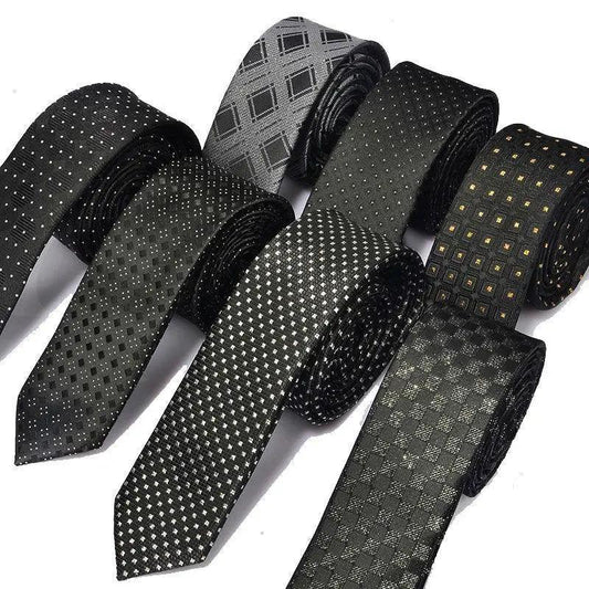 Black Business Dots Printed Polyester Men Necktie Slim Tie Formal Skinny Elegant Office Necktie For Men
