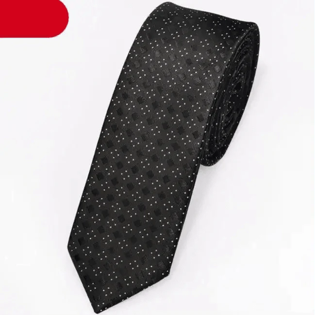 Black Business Dots Printed Polyester Men Necktie Slim Tie Formal Skinny Elegant Office Necktie For Men