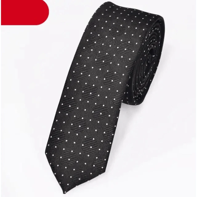 Black Business Dots Printed Polyester Men Necktie Slim Tie Formal Skinny Elegant Office Necktie For Men
