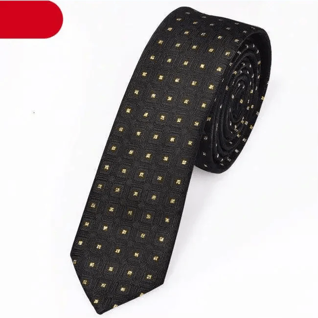 Black Business Dots Printed Polyester Men Necktie Slim Tie Formal Skinny Elegant Office Necktie For Men