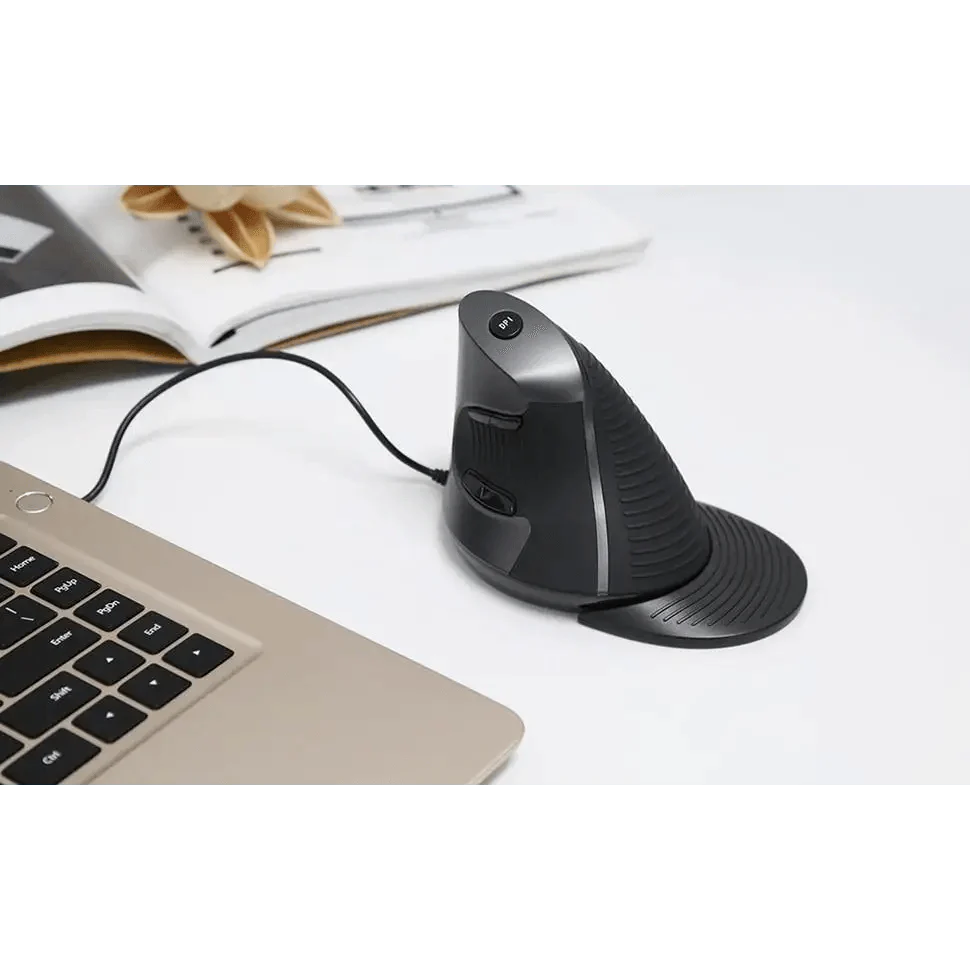 Black Ergonomic Design Vertical Mouse Adjustable DPI Optical Right Hand Mouse Reduce Wrist Pain 6 Buttons Modern Mouse For Computers Laptops PC