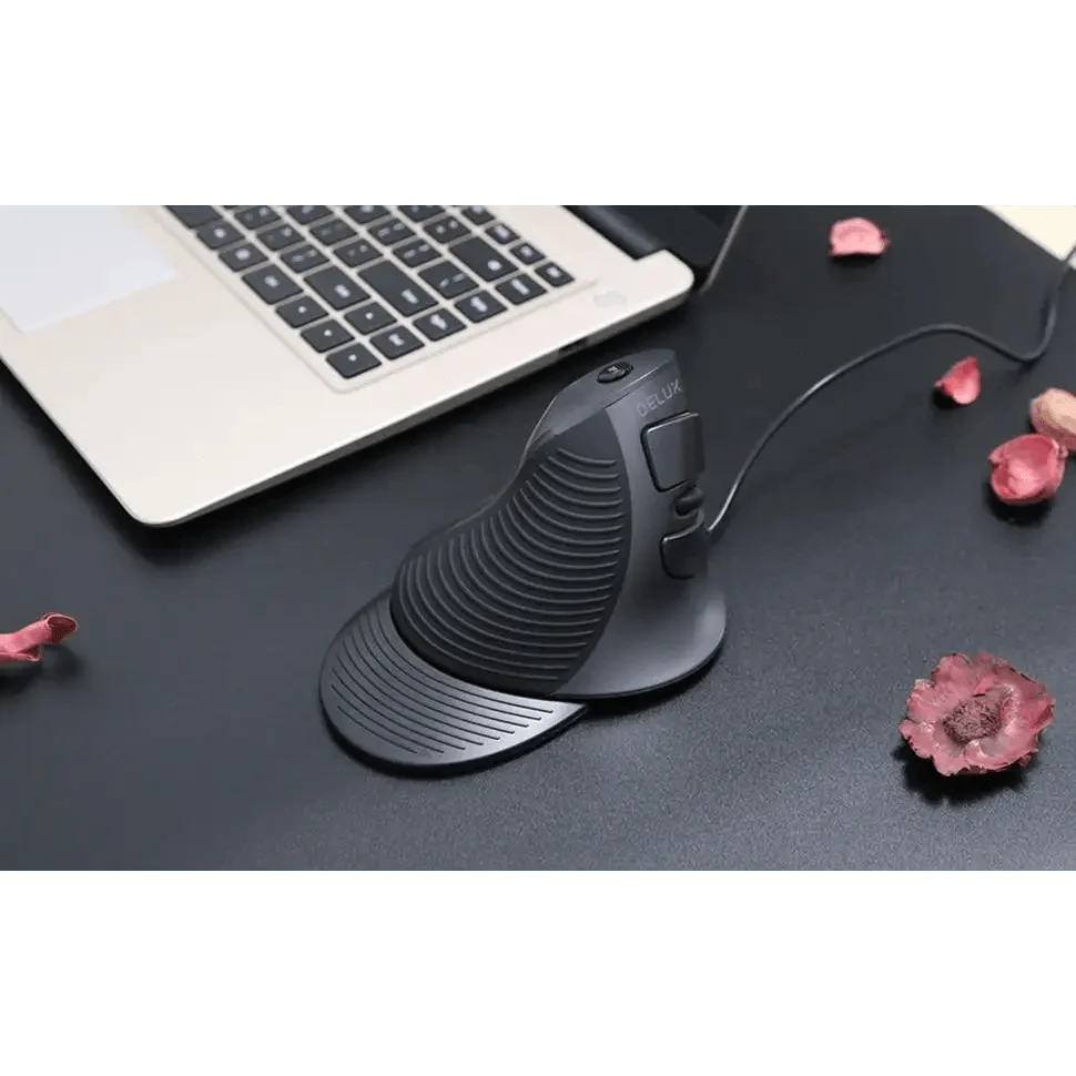 Black Ergonomic Design Vertical Mouse Adjustable DPI Optical Right Hand Mouse Reduce Wrist Pain 6 Buttons Modern Mouse For Computers Laptops PC